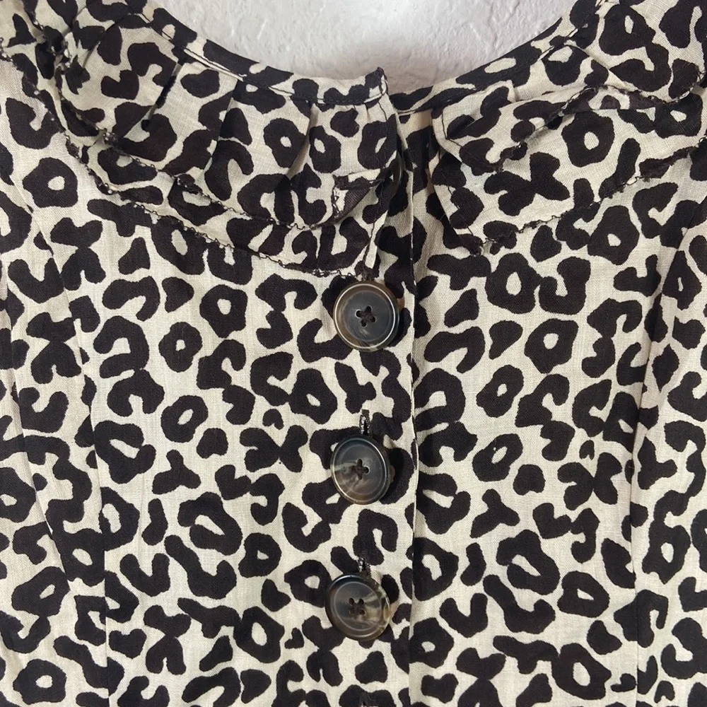 SEA New York Leopard button front ruffle Sleeve midi Dress - Picture 3 of 7